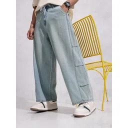 WROGN Men Baggy Mid-Rise Low Distress Heavy Fade Pure Cotton Jeans-picture-30