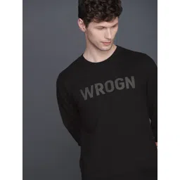 WROGN Men Black Printed Slim Fit Sweatshirt-picture-16