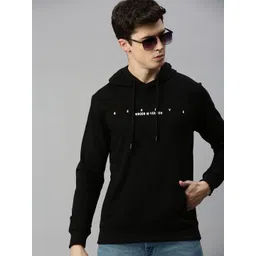 WROGN Men Black Solid Slim Fit Hooded Sweatshirt-picture-18