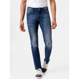 WROGN Men Blue Relaxed Fit Low Distress Heavy Fade Jeans 98% COTTON-picture-35