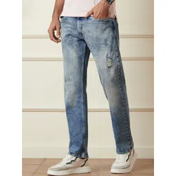 WROGN Men Comfort Relaxed Fit Mildly Distressed Heavy Fade Cotton Jeans-picture-37