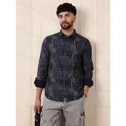 WROGN Men Comfort Slim Fit Opaque Printed Casual Shirt-picture-31