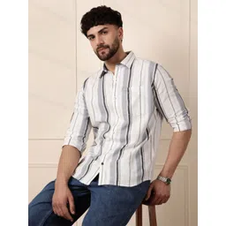 WROGN Men Comfort Slim Fit Opaque Striped Casual Shirt-picture-26