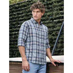 WROGN Men Comfort Slim Fit Tartan Checks Checked Casual Shirt-picture-32