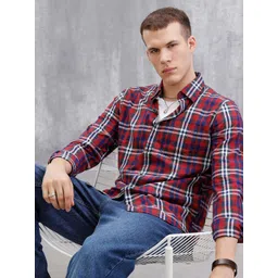 WROGN Men Comfort Slim Fit Tartan Checks Checked Casual Shirt-picture-35
