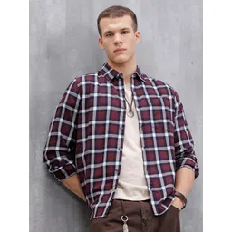 WROGN Men Comfort Slim Fit Tartan Checks Checked Casual Shirt-picture-38