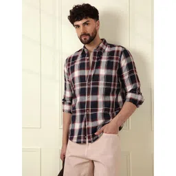WROGN Men Comfort Slim Fit Tartan Checks Opaque Checked Casual Shirt-picture-16