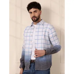 WROGN Men Comfort Slim Fit Windowpane Checks Opaque Printed Casual Shirt-picture-36