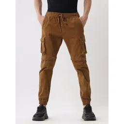 WROGN Men Comfort Straight Fit Cotton Cargos Trousers-picture-15