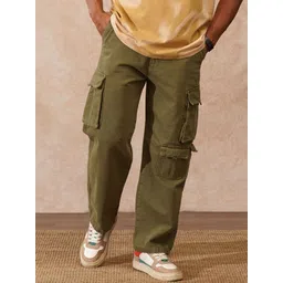 WROGN Men Loose Fit Mid-Rise Cargos Trousers-picture-40