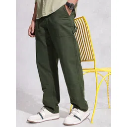 WROGN Men Loose Fit Pure Cotton Trousers-picture-34