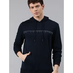 WROGN Men Navy Blue Printed Hooded Sweatshirt-picture-24