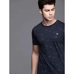 WROGN Men Navy Blue Printed Round Neck Pure Cotton T-shirt-picture-11