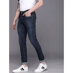 WROGN Men Navy Blue Skinny Fit Light Fade Stretchable Jeans-picture-16