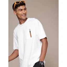 WROGN Men Oversized Fit Drop-Shoulder Sleeves Pure Cotton Pocket Detail T-shirt-picture-13