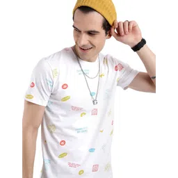 WROGN Men Printed V-Neck Pure Cotton Applique T-shirt-picture-35