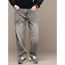 WROGN Men Pure Cotton Relaxed Loose Fit Heavy Fade Jeans-picture-39