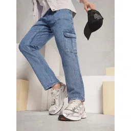 WROGN Men Relaxed Fit Heavy Fade Stretchable Cargo Jeans-picture-13