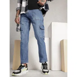 WROGN Men Relaxed Fit Heavy Fade Stretchable Cargo Jeans-picture-14