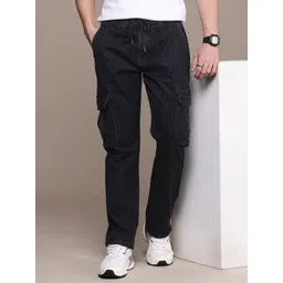 WROGN Men Relaxed Fit Light Fade Stretchable Cargo Jeans-picture-37