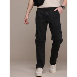 WROGN Men Relaxed Fit Light Fade Stretchable Cargo Jeans-picture-34
