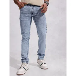 WROGN Men Slim Fit Mid-Rise Heavy Fade Stretchable Jeans-picture-21