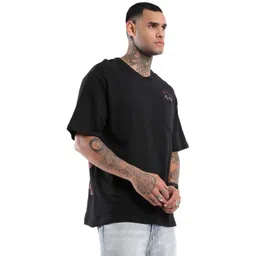 WROGN Men Solid Round Neck Pure Cotton Oversized T-shirt-image-36