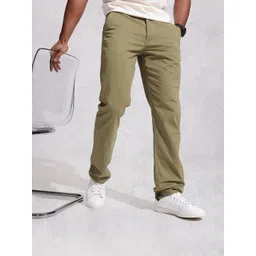 WROGN Men Straight Fit Pure Cotton Trousers-picture-32
