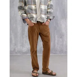 WROGN Men Striped Mid Rise Straight Fit Cotton Chinos Trousers-picture-24