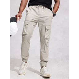 WROGN Men Textured Jogger Fit Cargo Trousers-picture-29