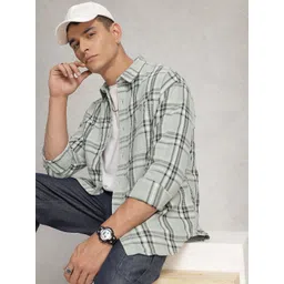 WROGN Oversized Fit Opaque Checked Pure Cotton Casual Shirt-picture-12