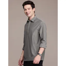 WROGN Oversized Fit Opaque Striped Casual Shirt image 4