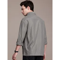 WROGN Oversized Fit Opaque Striped Casual Shirt image 5