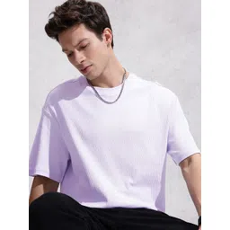 WROGN Oversized Fit Self Design Textured Pure Cotton T-shirt-picture-28