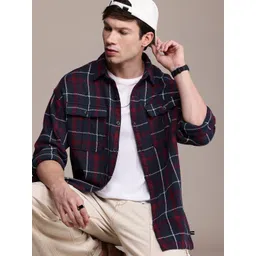WROGN Oversized Fit Tartan Checked Opaque Casual Shirt-picture-23