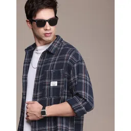 WROGN Oversized Fit Tartan Checked Opaque Casual Shirt-picture-21