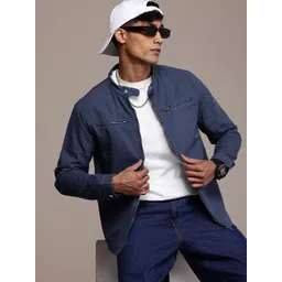 WROGN Pure Cotton Band Collar Tailored Jacket-image-6