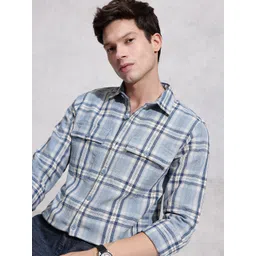 WROGN Pure Cotton Checked & Textured Casual Shirt-picture-22