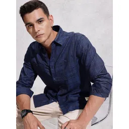 WROGN Pure Cotton Comfort Fit Opaque Checked Casual Shirt-picture-12