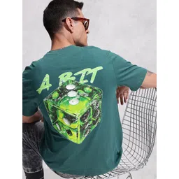 WROGN Pure Cotton Graphic Printed Drop-Shoulder Sleeves Oversized T-shirt-picture-11