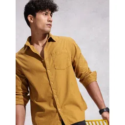 WROGN Pure Cotton Self-Design Drop-Shoulder Sleeves Comfort Fit Casual Shirt-picture-41