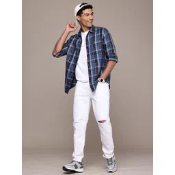 WROGN Pure Cotton Slim Fit Checked Casual Shirt-picture-29