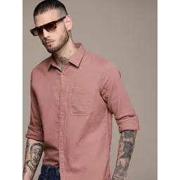WROGN Solid Slim Fit Pure Cotton Casual Shirt-picture-28