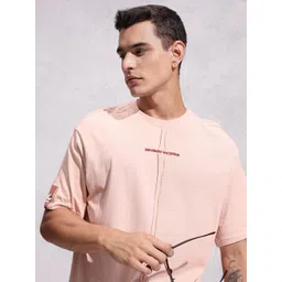 WROGN Textured Pure Cotton Raw Edge Oversized T-shirt-picture-40