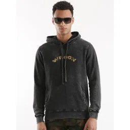 WROGN Typography Printed Hooded Cotton Sweatshirt image 1