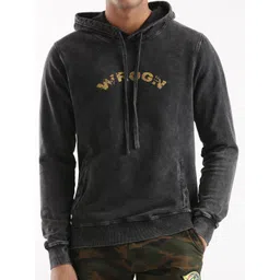 WROGN Typography Printed Hooded Cotton Sweatshirt image 4