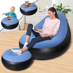 WROPZO InflatabIe Chair-Footstool with Household Air Transform Your Indoor and Outdoor Spaces with This InflatabIe Chair (Blue)-picture-13