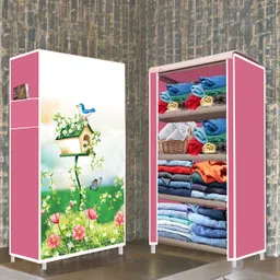 wrt 4 Shelf House Tree Look Printed PVC Collapsible Wardrobe-picture-12