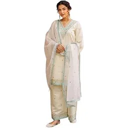 wtune Women’s Embroidered Chandari Silk Salwar Kameez Set, Self Design Suit with Embroidered Dupatta-picture-15