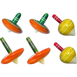 WudCraft Wooden Spinning Tops (Combo 6), Buguri, Lattu, Non Toxic Desi Hand Made Toys for Kids-picture-17